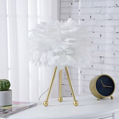 14.5 In. Gold Tripod Modern Pink Bedroom Living Room Bedside Desk Nightstand Small Table Lamps