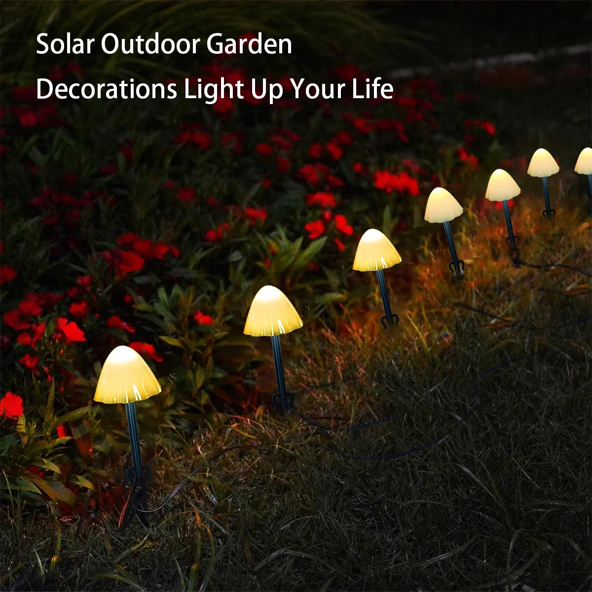 Mushroom Solar Lights, 12 LED Warm White Solar Garden Lights with 8 Modes, Waterproof Outdoor Pathway Landscape Lights, Solar Powered Yard Patio Decor