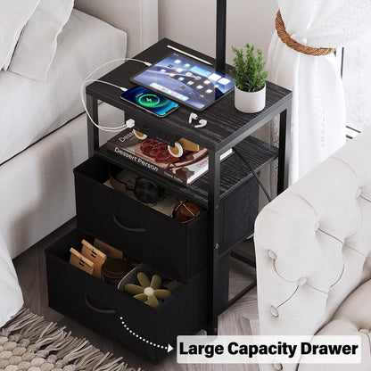 SUNMORY Floor Lamp with Table & 2 Drawers, Lamp with USB Port and Outlet, Lam...