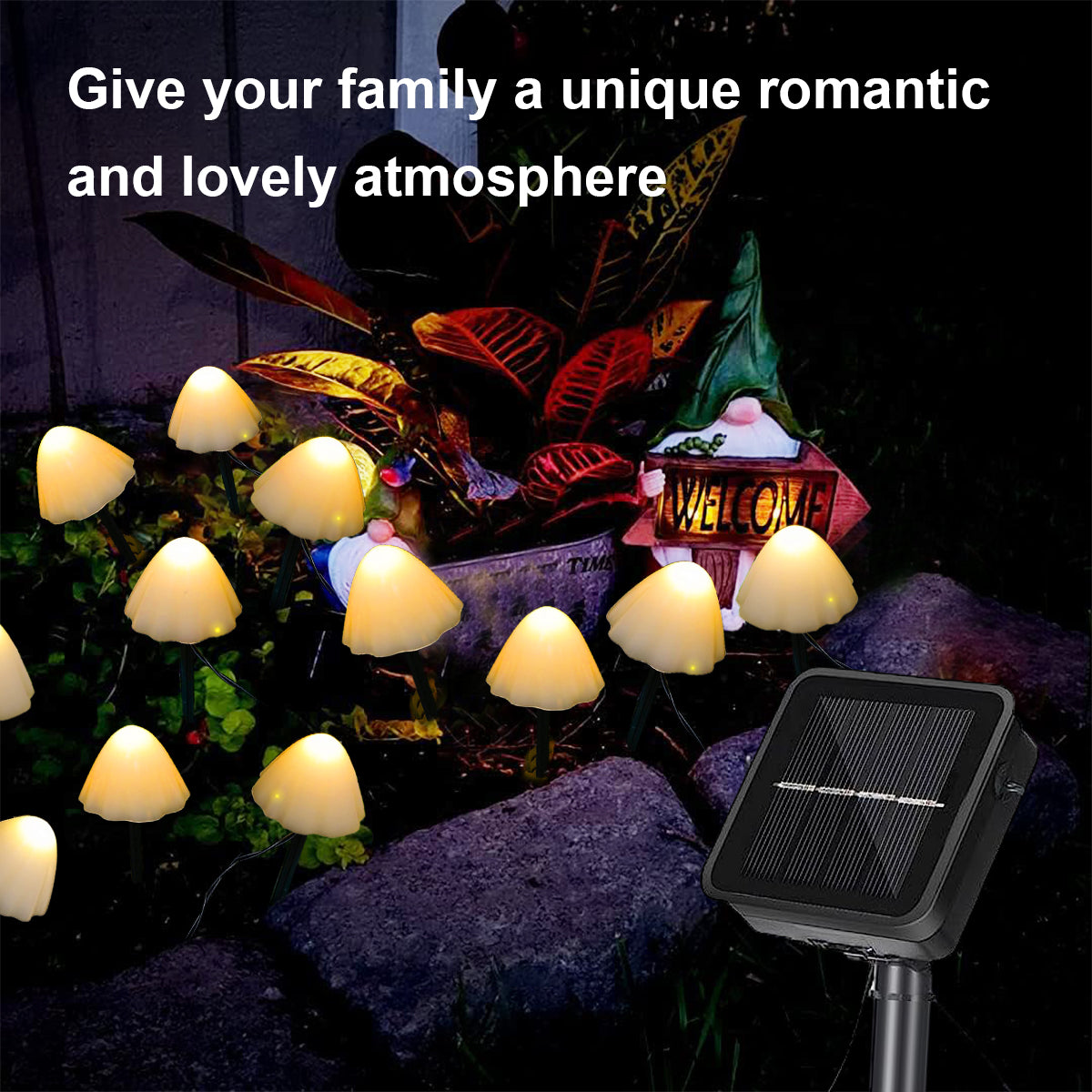 Mushroom Solar Lights, 12 LED Warm White Solar Garden Lights with 8 Modes, Waterproof Outdoor Pathway Landscape Lights, Solar Powered Yard Patio Decor