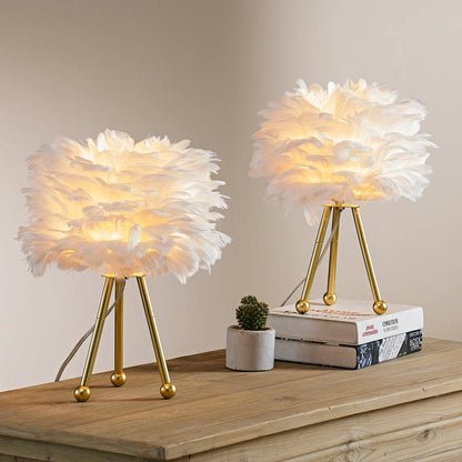 14.5 In. Gold Tripod Modern Pink Bedroom Living Room Bedside Desk Nightstand Small Table Lamps