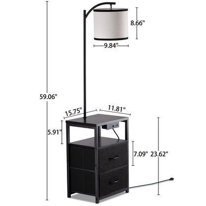 SUNMORY Floor Lamp with Table & 2 Drawers, Lamp with USB Port and Outlet, Lam...