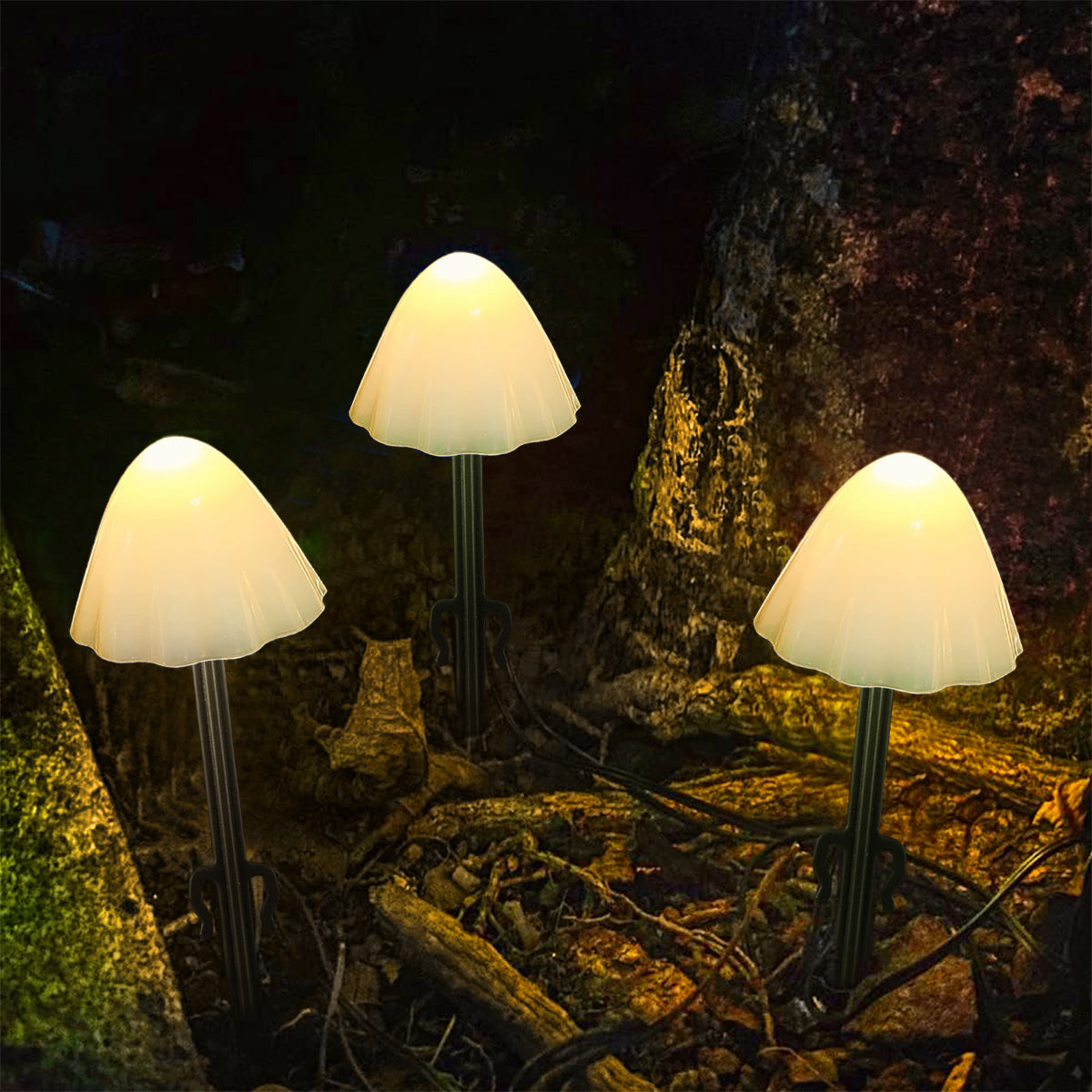 Mushroom Solar Lights, 12 LED Warm White Solar Garden Lights with 8 Modes, Waterproof Outdoor Pathway Landscape Lights, Solar Powered Yard Patio Decor