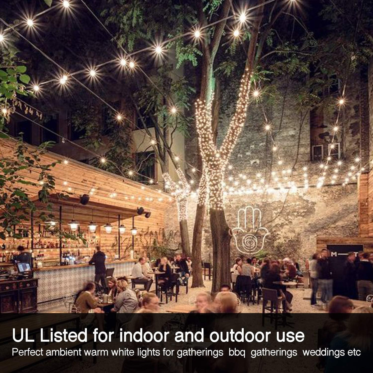 50FT Outdoor String Lights, Shatterproof Patio Lights with 26 Bulbs