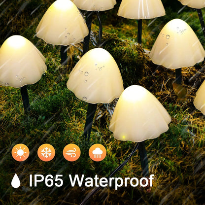 Mushroom Solar Lights, 12 LED Warm White Solar Garden Lights with 8 Modes, Waterproof Outdoor Pathway Landscape Lights, Solar Powered Yard Patio Decor
