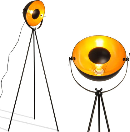 Industrial Tripod Floor Lamp for Living Room, Modern Satellite Tall Standing Lamps for Bedrooms Black Gold (No Bulbs)