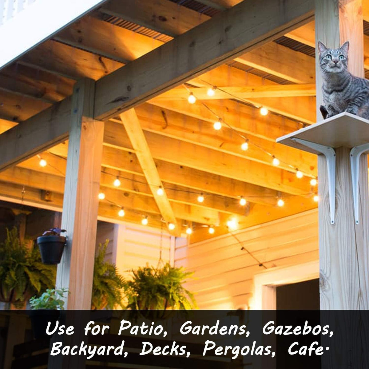 50FT Outdoor String Lights, Shatterproof Patio Lights with 26 Bulbs