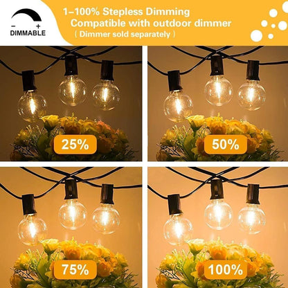 50FT Outdoor String Lights, Shatterproof Patio Lights with 26 Bulbs