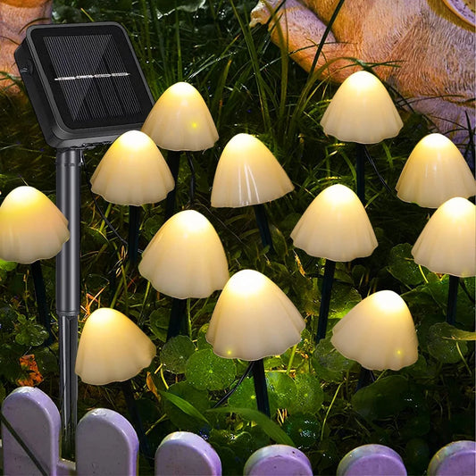 Mushroom Solar Lights, 12 LED Warm White Solar Garden Lights with 8 Modes, Waterproof Outdoor Pathway Landscape Lights, Solar Powered Yard Patio Decor